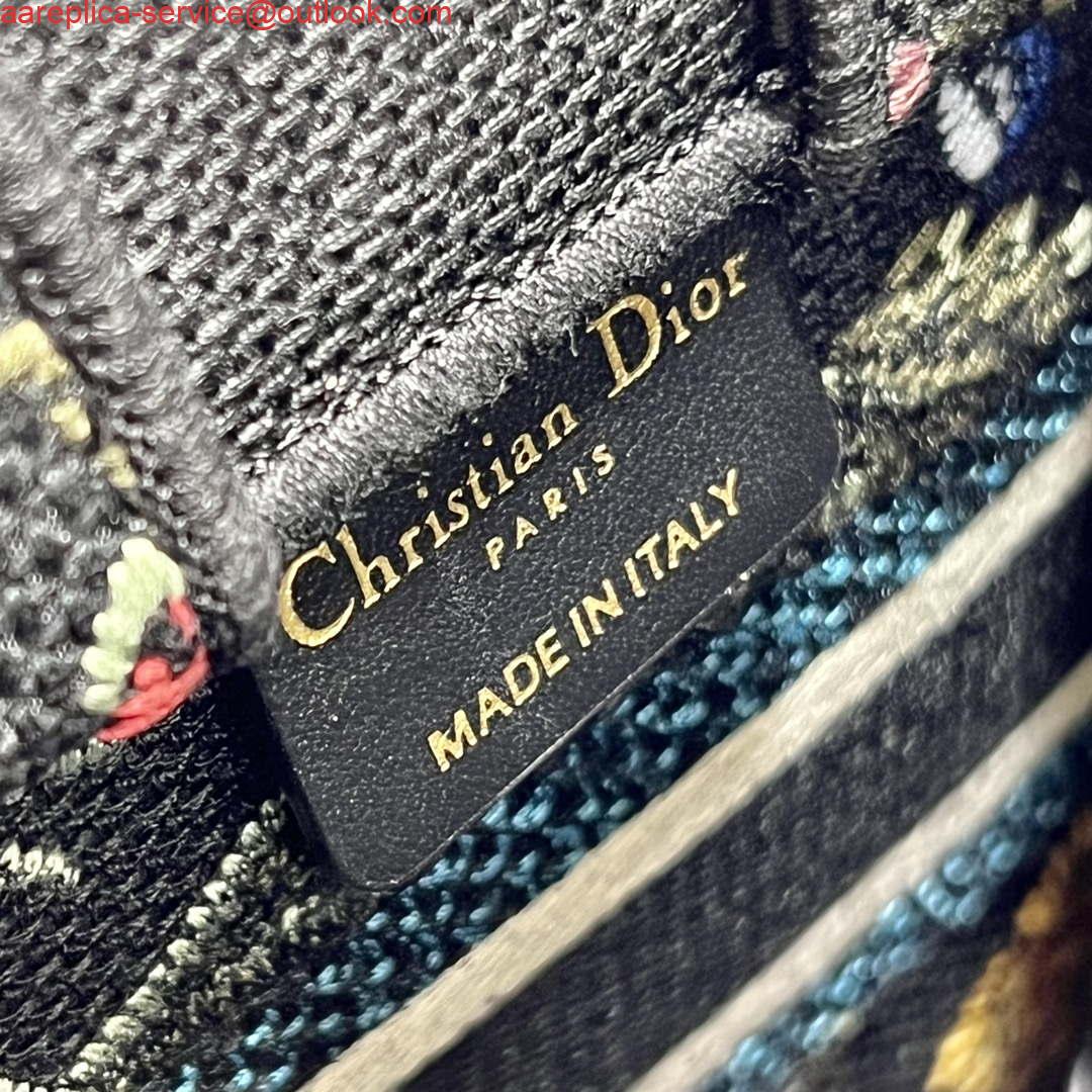 Replica Dior S5555 Mini Dior Book Tote Phone Bag black multicolor embroidery S1099 8 Replica Dior S5555 Mini Dior Book Tote Phone Bag black multicolor embroidery S1099 8