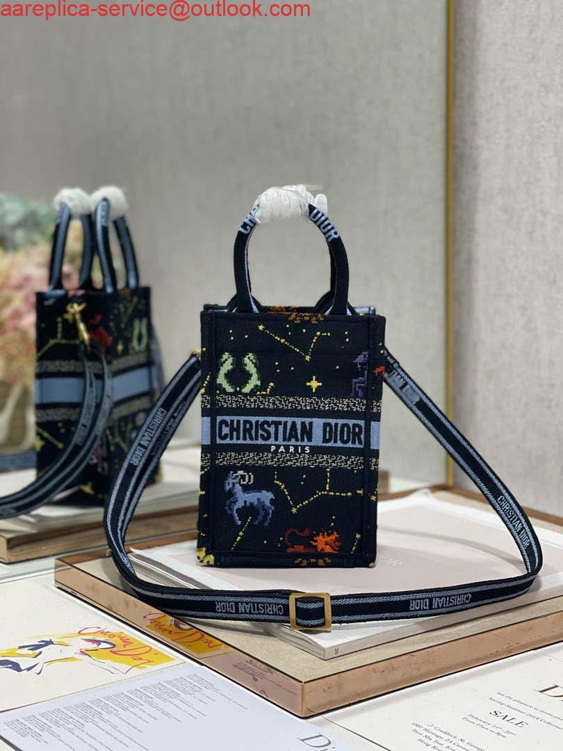 Replica Dior S5555 Mini Dior Book Tote Phone Bag black multicolor petites fleurs embroidery 4 Replica Dior S5555 Mini Dior Book Tote Phone Bag black multicolor petites fleurs embroidery 4
