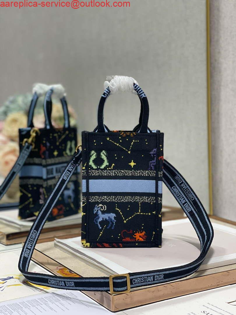 Replica Dior S5555 Mini Dior Book Tote Phone Bag black multicolor petites fleurs embroidery 7 Replica Dior S5555 Mini Dior Book Tote Phone Bag black multicolor petites fleurs embroidery 7