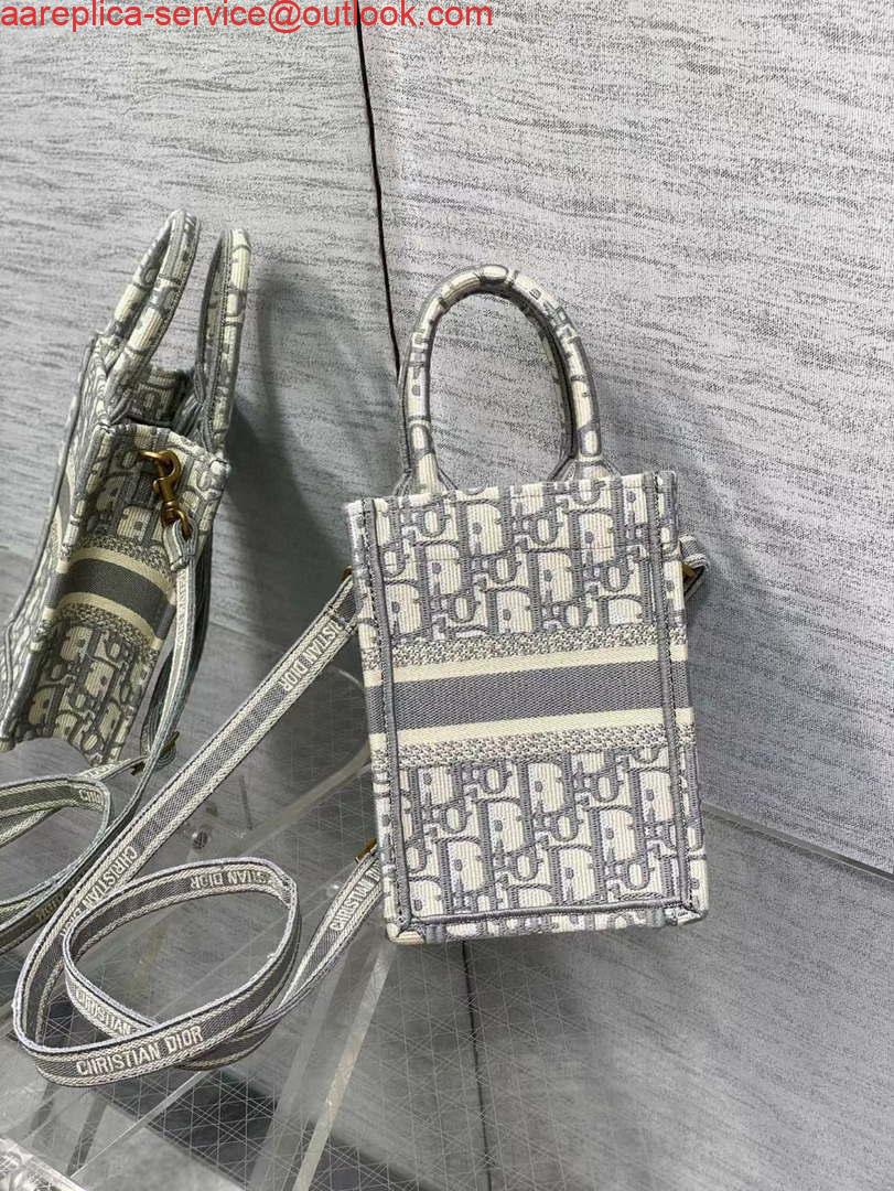 Replica Dior S5555 Mini Dior Book Tote Phone Bag Gray Dior Oblique Embroidery 3 Replica Dior S5555 Mini Dior Book Tote Phone Bag Gray Dior Oblique Embroidery 3