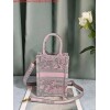 Replica Dior S5555 Mini Dior Book Tote Phone Bag Gray and Pink Toile de Jouy Reverse Embroidery