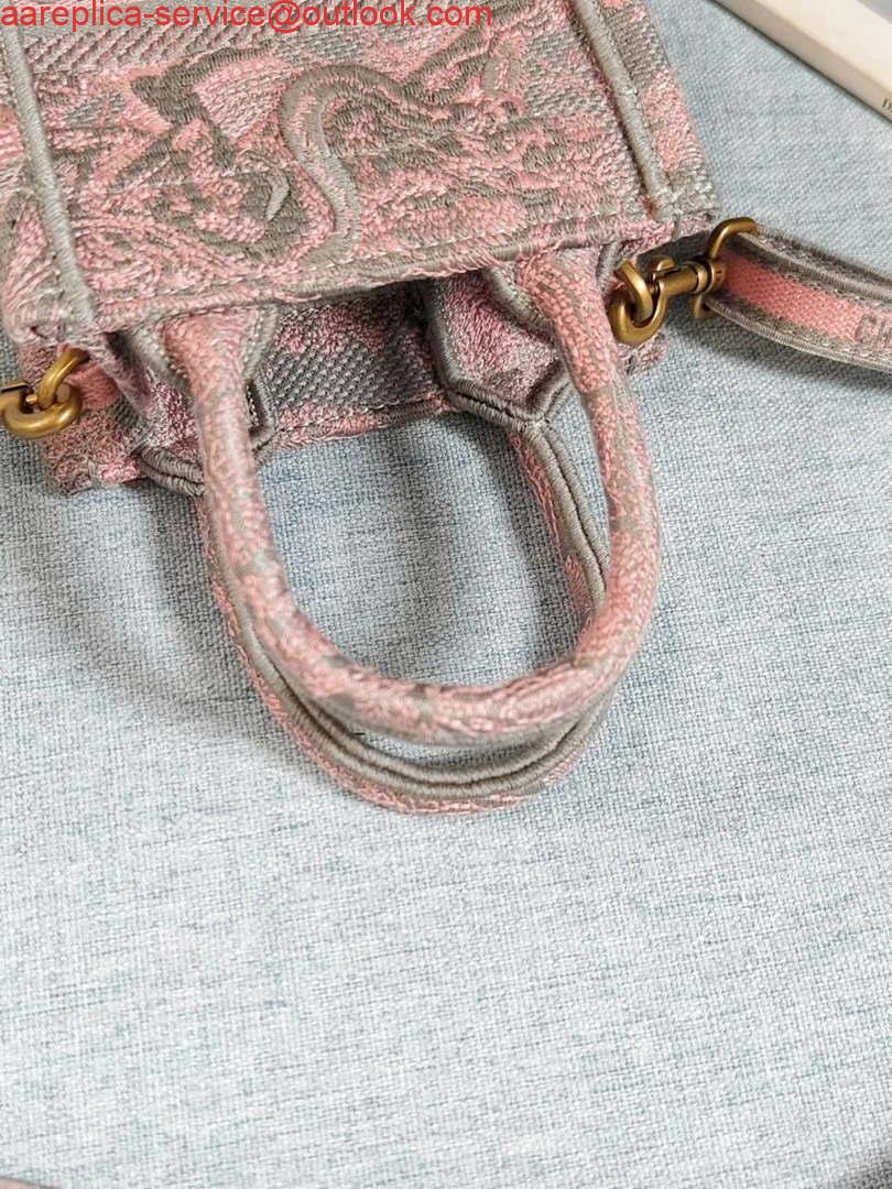 Replica Dior S5555 Mini Dior Book Tote Phone Bag Gray and Pink Toile de Jouy Reverse Embroidery 7 Replica Dior S5555 Mini Dior Book Tote Phone Bag Gray and Pink Toile de Jouy Reverse Embroidery 7