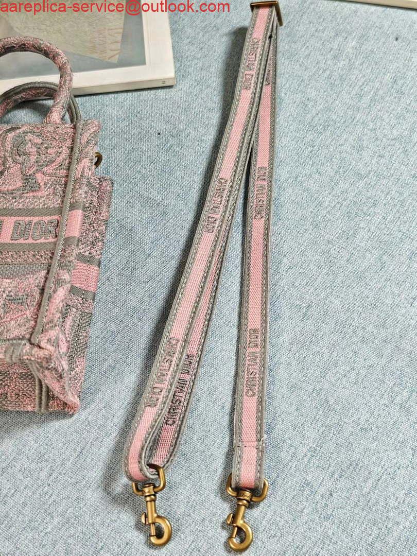 Replica Dior S5555 Mini Dior Book Tote Phone Bag Gray and Pink Toile de Jouy Reverse Embroidery 8 Replica Dior S5555 Mini Dior Book Tote Phone Bag Gray and Pink Toile de Jouy Reverse Embroidery 8