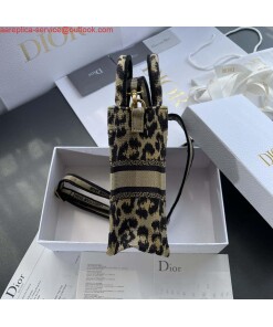 Replica Dior S5555 Mini Dior Book Tote Phone Bag Beige and Black Mizza Embroidery