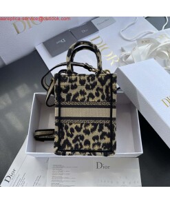 Replica Dior S5555 Mini Dior Book Tote Phone Bag Beige and Black Mizza Embroidery 2