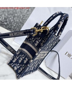 Replica Dior S5555 Mini Dior Book Tote Phone Bag Blue Dior Oblique Embroidery 2