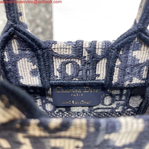 Replica Dior S5555 Mini Dior Book Tote Phone Bag Blue Dior Oblique Embroidery 6