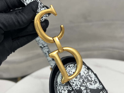 Replica Dior M0455 Saddle Bag With Strap Black and White Ultramatte Calfskin 6