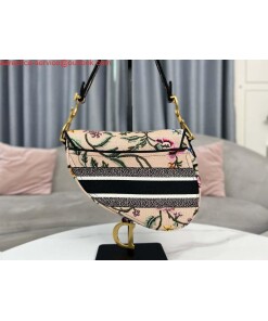 Replica Dior M0455 Saddle Bag With Strap Pink Cross-Stitch Embroidery 2