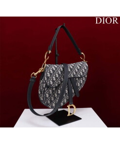 Replica Dior M0455 Saddle Bag With Strap Blue Dior Oblique Jacquard