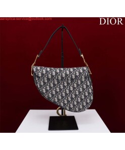 Replica Dior M0455 Saddle Bag With Strap Blue Dior Oblique Jacquard 2