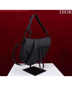 Replica Dior M0455 Saddle Bag With Strap Black Ultramatte Calfskin Black Hardware