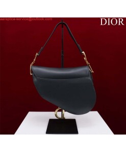Replica Dior M0455 Saddle Bag With Strap Ultramatte Calfskin Black Gold 2