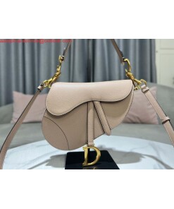 Replica Dior M0455 Saddle Bag With Strap Nude Grained Calfskin