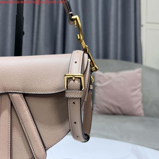 Replica Dior M0455 Saddle Bag With Strap Nude Grained Calfskin 3