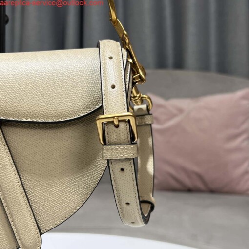 Replica Dior M0455 Saddle Bag With Strap Apricot Grained Calfskin 2