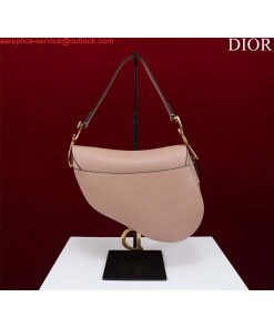 Replica Dior M0455 Saddle Bag With Strap Pink Grained Calfskin 2