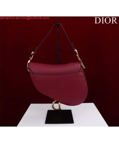 Replica Dior M0455 Saddle Bag With Strap Wine Red Grained Calfskin 2