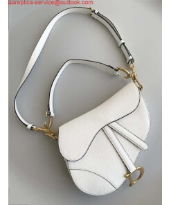 Replica Dior M0455 Saddle Bag With Strap White Grained Calfskin