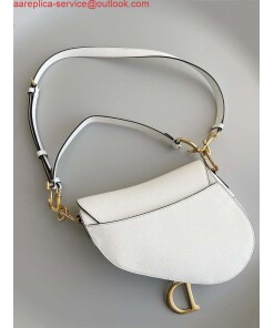 Replica Dior M0455 Saddle Bag With Strap White Grained Calfskin 2
