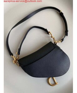 Replica Dior M0455 Saddle Bag With Strap Black Grained Calfskin 2