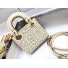 Replica Dior M0505 Mini Dior Lady Bag Apricot Metallic Cannage Lambskin with Embroidered Beads