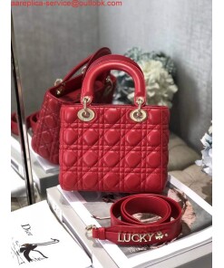 Replica Dior M0538 Small Lady My ABCDior Bag Lambskin Red 2
