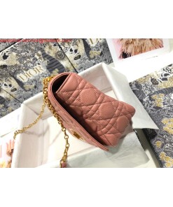 Replica Dior Large Caro Bag M9243 Calfskin Pink Gold 2