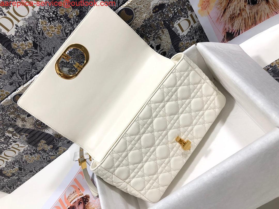 Replica Dior Large Caro Bag M9243 Calfskin white Gold 6 Replica Dior Large Caro Bag M9243 Calfskin white Gold 6