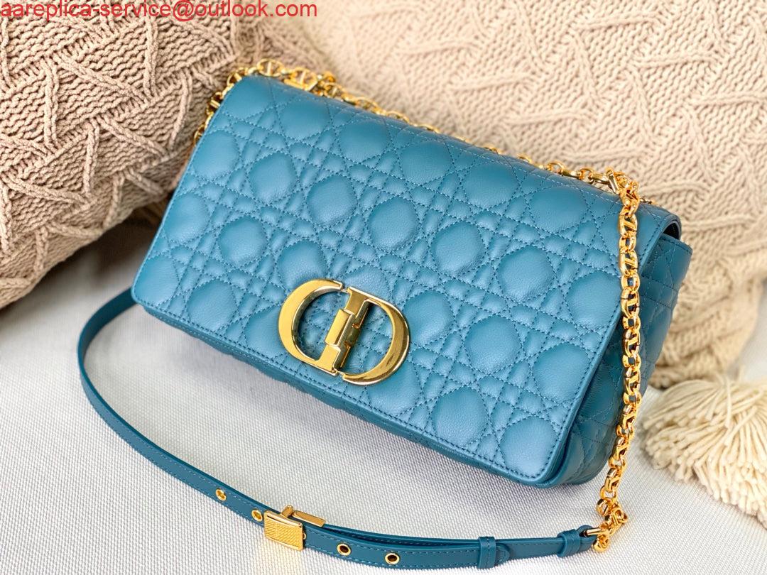 Replica Dior Large Caro Bag M9243 Calfskin Blue Gold 2 Replica Dior Large Caro Bag M9243 Calfskin Blue Gold 2
