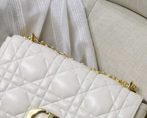 Replica Dior M9243 Large Quilted Macrocannage Calfskin White with Gold Logo 2