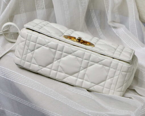Replica Dior M9243 Large Quilted Macrocannage Calfskin White with Gold Logo 6