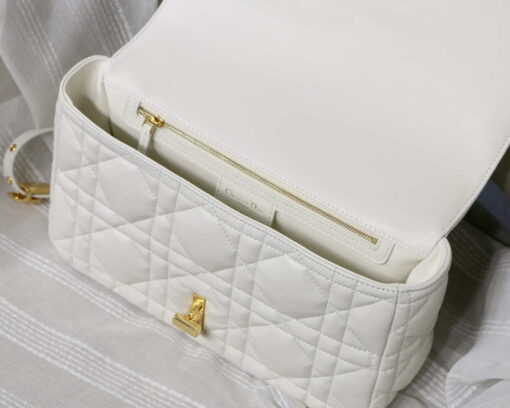 Replica Dior M9243 Large Quilted Macrocannage Calfskin White with Gold Logo 7