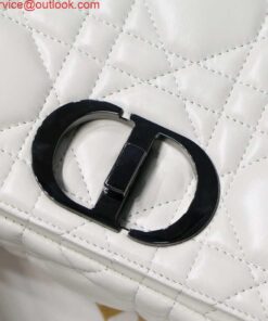 Replica Dior M9243 Large Quilted Macrocannage Calfskin White with Black logo 2