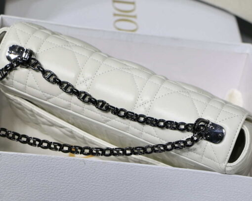 Replica Dior M9243 Large Quilted Macrocannage Calfskin White with Black logo 4