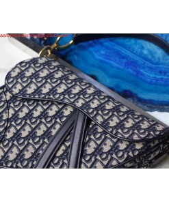 Replica Dior Mini Saddle Bag M0447 Blue Dior Oblique Jacquard