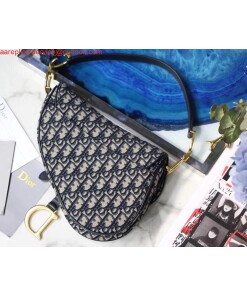 Replica Dior Mini Saddle Bag M0447 Blue Dior Oblique Jacquard 2