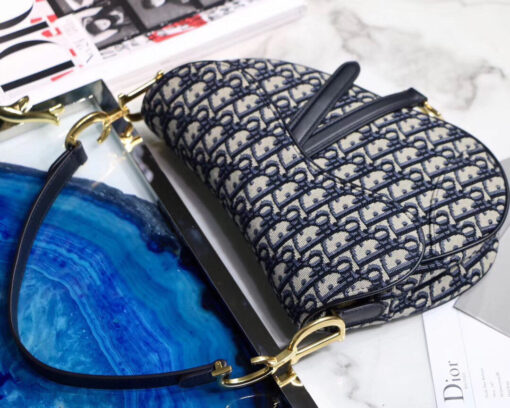 Replica Dior Mini Saddle Bag M0447 Blue Dior Oblique Jacquard 6