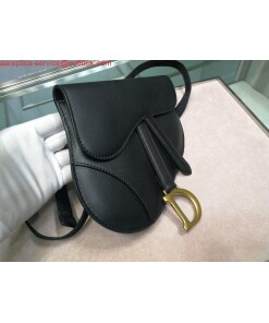 Replica Dior Saddle Belt Bag S5632 Black Goat leather 2