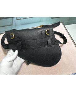 Replica Dior Saddle Belt Bag S5632 Black grained calfskin
