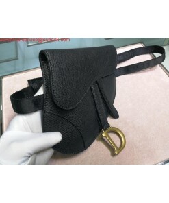 Replica Dior Saddle Belt Bag S5632 Black grained calfskin 2