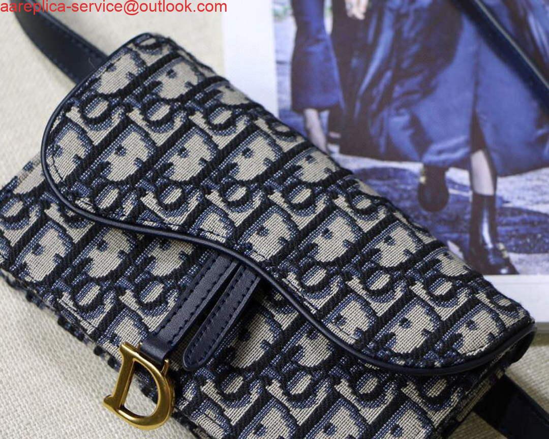 Replica Dior Saddle Belt Bag S5619 Blue Dior Oblique Jacquard Replica Dior Saddle Belt Bag S5619 Blue Dior Oblique Jacquard