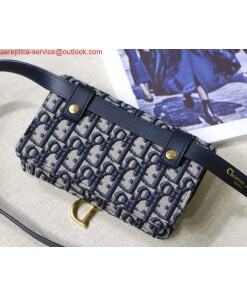 Replica Dior Saddle Belt Bag S5619 Blue Dior Oblique Jacquard 2