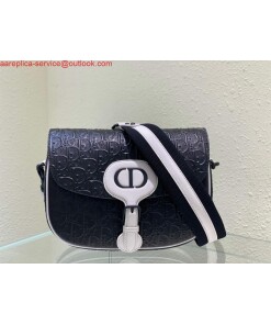 Replica Dior Bobby Bag Medium Perforated M9319 Black calfskin with Dior Oblique motif