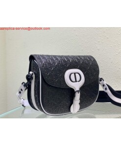 Replica Dior Bobby Bag Medium Perforated M9319 Black calfskin with Dior Oblique motif 2
