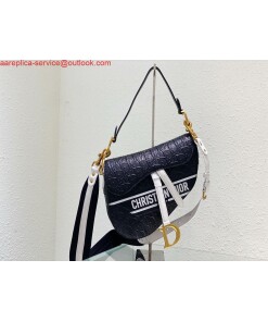 Replica Dior Saddle Bag M0446 Black Oblique Perforated and Embossed Calfskin