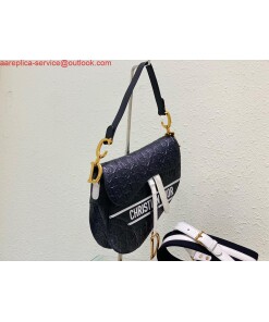 Replica Dior Saddle Bag M0446 Black Oblique Perforated and Embossed Calfskin 2