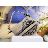 Replica Dior Saddle Bag Beige Jute Canvas Embroidered M0446
