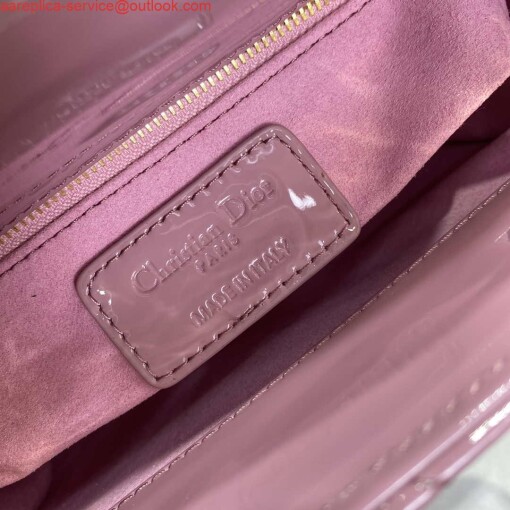 Replica Dior M0505 Mini Lady Dior Bag Light Purple Pink Patent Cannage Calfskin 5