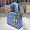 Replica Dior M0505 Mini Lady Dior Bag chrysanthemum Blue Patent Cannage Calfskin